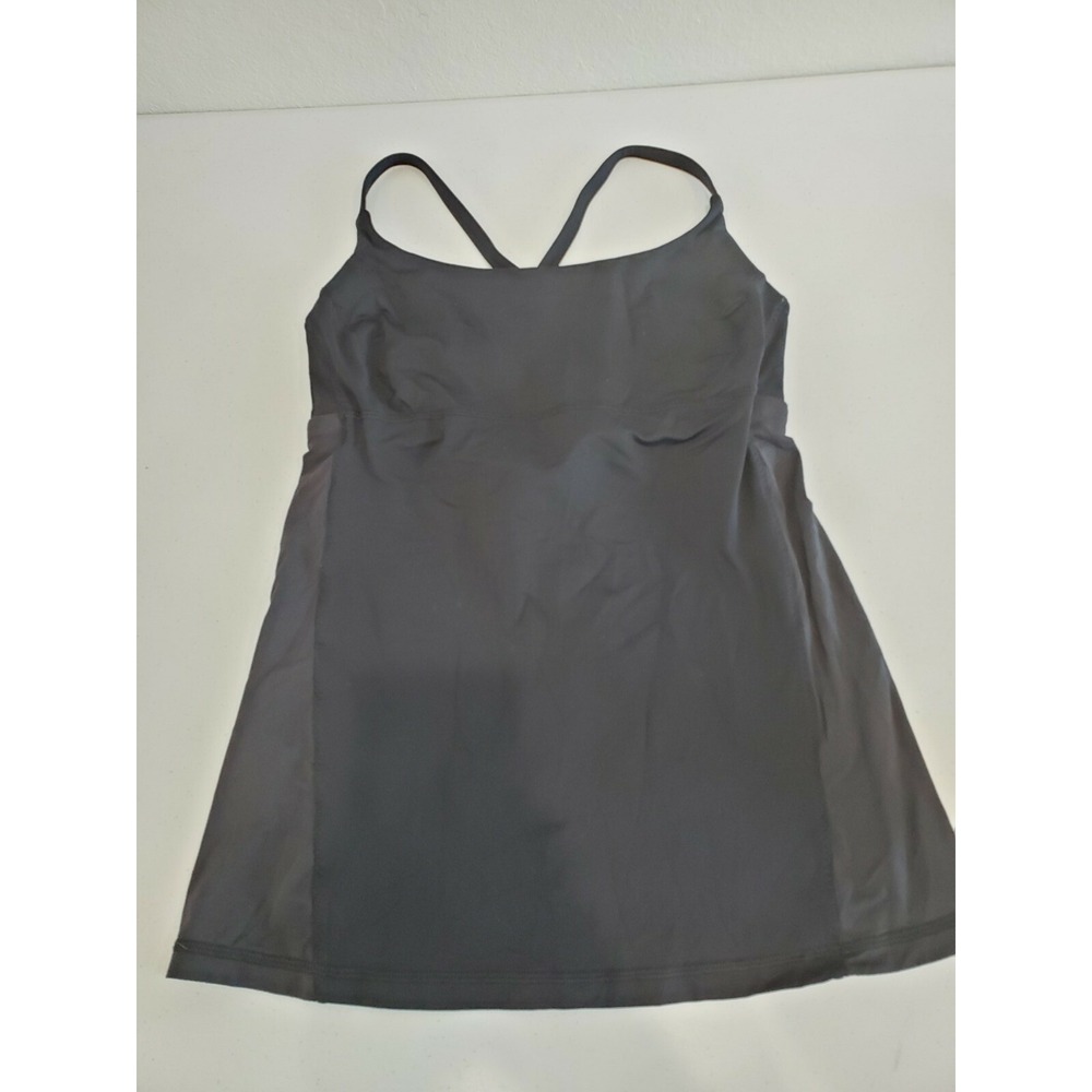 Lululemon Black Tank Criss cross Top Shirt Built In Bra - Picture 2 of 7